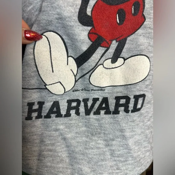 Vintage 80s Mickey Mouse HARVARD Crewneck Sweatshirt Size Small - Picture 4 of 6